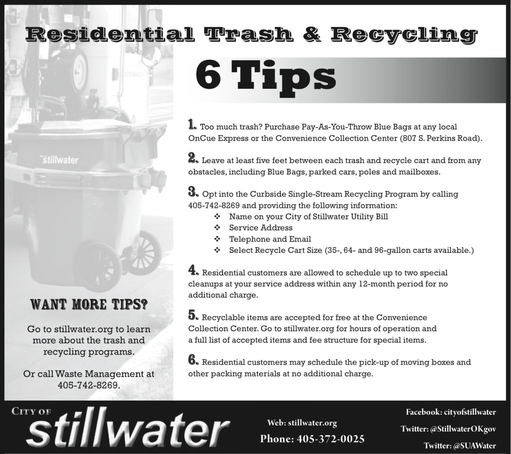 City of Stillwater Weekly Ad (Evergreen) An example of an evergreen half-page, black and white ad to be regularly printed in the Sunday edition of the Stillwater NewsPress.